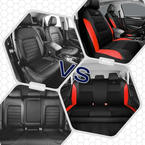 Miniatura 6 de Skechers Fundas de asiento de espuma viscoelástica y refrigeradas por aire, cuero premium con malla EVA, fundas de asiento de automóvil