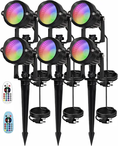 Luces LED RGBW de 10W para Paisaje, Focos para Exteriores para Decoración de Patio y Jardín, Foco de Iluminación de Paisaje con 16 Cambios de Color