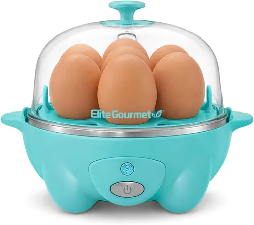 Miniatura 10 de Elite Gourmet EGC-007B # - Olla rápida para huevos, 7 huevos fáciles de pelar, duros, medianos, suaves, escalfador, máquina de tortillas, apagado