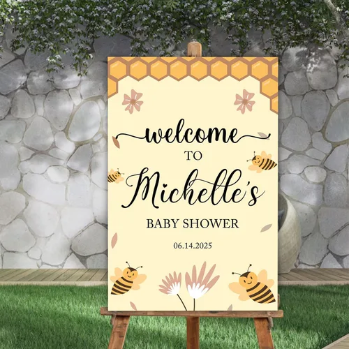 Miniatura 14 de Letrero de bienvenida personalizado para baby shower, con texto en inglés «A Little Sweetheart on the way» Baby Shower, cartel de bienvenida