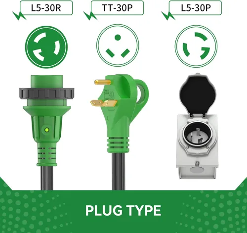 Miniatura 3 de Caja de entrada de generador pretaladrada de 30 amperios y cable de extensión RV de 30 amperios de 15 pies, kit combinado impermeable, cable