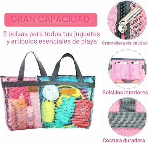 Miniatura 3 de Juguetes de playa plegables para niños y bebés, juego de cubos de arena y palas plegables con bolsas de malla y moldes de arena, juguetes de arena