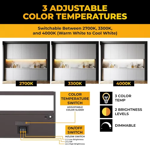 Miniatura 2 de Iluminación LED para debajo del gabinete cableada - 3CCT 40 pulgadas acabado bronce - Luces para debajo del gabinete para cocina - Luz regulable