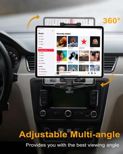 Miniatura 3 de Soporte para tablet con ranura para CD de automóvil con brazo ajustable, rotación universal de 360° para camión, reproductor de CD y tableta