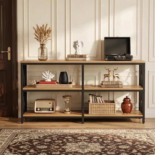 Miniatura 4 de LITTLE TREE Console Table with Storage Shelves, 70.9" Industrial 3-Tier Sofa Table for Living Room, Long Foyer Table Entryway Table for Hallway