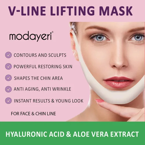 Miniatura 3 de V Line Shapped Lifting Face Mask - Máscara de hidrogel de colágeno, máscara de barbilla tensora, parche facial para reafirmar y tensar la piel