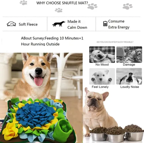 Miniatura 3 de Alfombrilla de olfateo para perros, esteras de alimentación para mascotas, almohadilla de olfateo para cachorros, juguetes interactivos de Azul-01