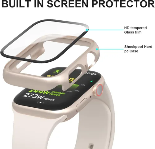 Miniatura 5 de Paquete de 6 fundas para Apple Watch SE 3 (2025) SE 2 Series 6, 5, 4, de 1.57 pulgadas, con protector de pantalla de vidrio templado, parachoques