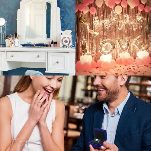 Miniatura 5 de GBYAN Velvet Ring Box with LED Light Jewelry Display Gift Box for Proposal,Engagement, Wedding