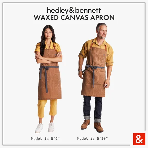 Miniatura 5 de hedley & bennett Delantal Waxman - 100% Algodón, Resistente al Agua, Delantal de Lona Encerada Resistente con Bolsillos y Correa Ajustable para Asar