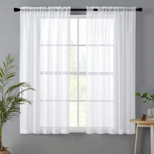 Miniatura 21 de MIULEE Cortinas semitransparentes 24 pulgadas de largo 2 paneles para ventana de cocina sobre el fregadero, cortinas cortas pequeñas de café