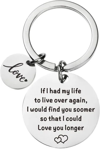Llavero de regalo de aniversario de Navidad para parejas, con texto en inglés "If I Had My Life to Live Over Again", llavero para novio, esposa,