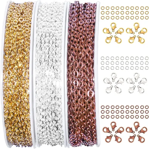 Miniatura 23 de Jishi Cadena de serpiente de oro de 33 pies de 0.047 in, cadenas para hacer joyas, collares, pulseras, suministros de joyería, hallazgos – Rollo