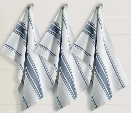Miniatura 2 de Juego de Toallas de Cocina – Paquete de 3 (20'' x 30'') Toallas de Cocina Extra Grandes de Algodón Premium – Toallas Super Rayadas – Absorbentes