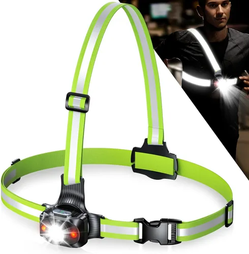 Miniatura 9 de ISEYOU Running Lights for Runners, 500 Lumens Running Light with 45° Adjustable Tilt, 360° Reflective Vest & IPX4 Waterproof Rechargeable Light Up
