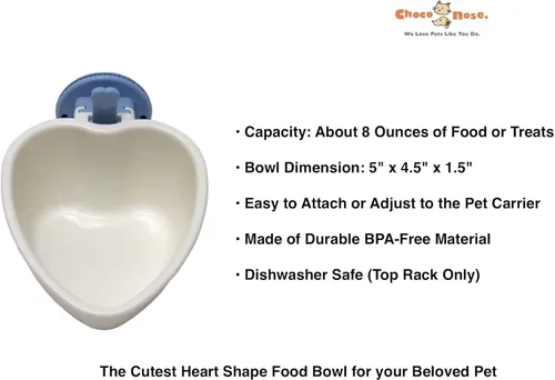 Miniatura 2 de Choco Nose Tazón de comida extraíble patentado en forma de corazón para perros, cachorros, conejos, gatos, cobayas, chinchillas, pájaros, plato