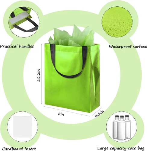 Miniatura 19 de BLEWINDZ Bolsas de Regalo Coloridas con Papel de Seda – 12 Bolsas de Regalo Reutilizables Tamaño Mediano - Ideales para Bolsa de Dulces, Cumpleaños
