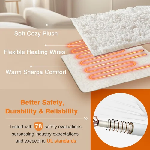 Miniatura 2 de Beautyrest Manta térmica, manta eléctrica, suave, cálida y reversible, manta térmica Sherpa para oficina, sofá, 3 ajustes de calor, apagado