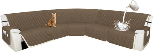 Miniatura 102 de Arfntevss Fundas de sofá modular reclinable, 100% impermeable, en forma de L, para sillón reclinable en forma de L, funda seccional lavable