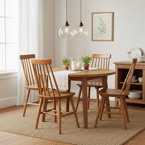 Miniatura 14 de Juego de 2 sillas de comedor negras, sillas de comedor de granja con respaldo de husillo, sillas de comedor sin brazos de madera maciza para cocina