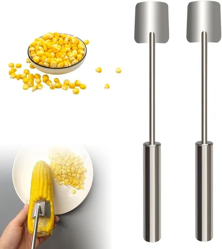 Miniatura 8 de Pelador de maíz para pelar maíz en la mazorca, herramienta para pelar maíz de acero inoxidable de mango largo 2025, herramientas de eliminación 1