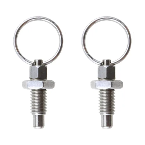 MEETOOT 2 unidades de émbolo de resorte con anillo de tracción M6 émbolo índice con anillo de tracción de resorte cargado con resorte retráctil de