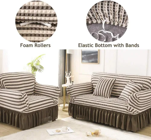Miniatura 5 de Stretch Spandex Sofa Slipcovers,Loveseat Couches Covers with Skirt,Non Slip Soft Durable Removable Machine Washable T-Cushion Armchair Furniture