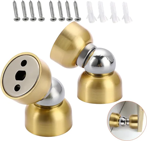Sumnacon 2 mini topes de puerta de acero inoxidable, potente tope magnético de puerta con tornillos, soporte de puerta resistente para dormitorio,