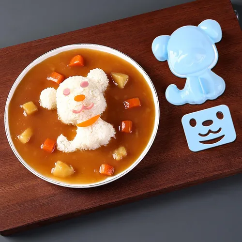 Miniatura 3 de HIBILDER Molde de bola de arroz – Perro en forma de perro, 1/2 taza, plástico, animal, niños almuerzo Bento accesorios