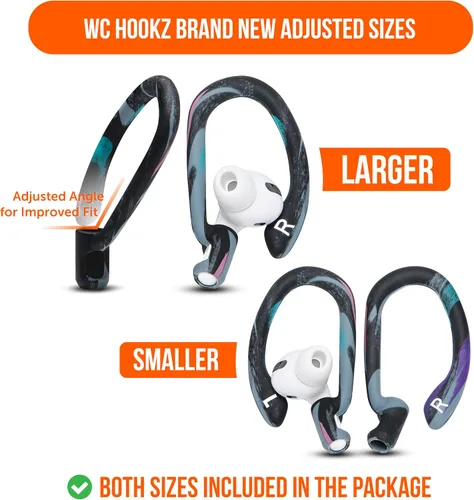 Miniatura 5 de WC HookZ - Ganchos sobre la oreja patentados y mejorados para AirPods Pro 1, 2 y AirPods 1, 2 y 3 - Incluye dos pares de tamaños en el paquete