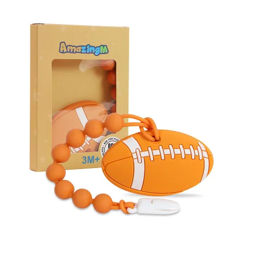 Pelota deportiva de silicona de grado alimenticio para bebés con soporte para chupete, juguetes para aliviar el dolor de dentición, juego de regalo