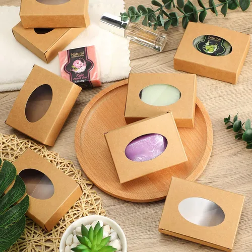 Miniatura 5 de Spakon 30 cajas de jabón para jabones caseros de 3.8 x 2.8 x 1.2 pulgadas, cajas de jabón rectangulares con ventana, pequeña caja de regalo