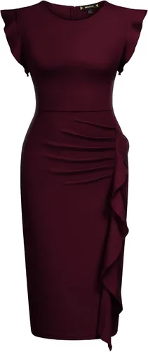 Miniatura 4 de Miusol vestido de cóctel con volantes, estilo clásico, para mujer