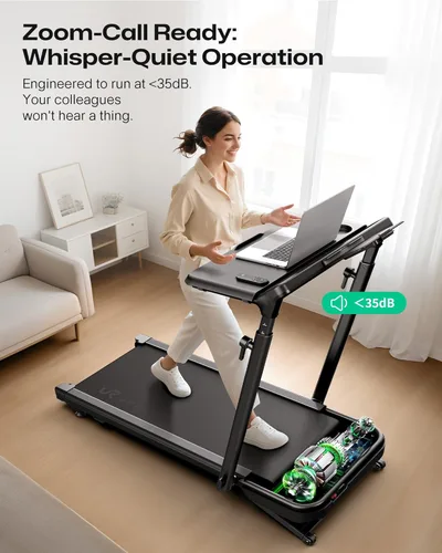 Miniatura 5 de UREVO Auto Incline Walking Pad with AI App, Adjustable Handlebar & Multifunctional Desk, 9% Power Incline Brushless Quiet Motorized Treadmill for