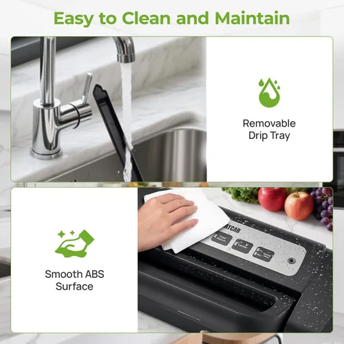Miniatura 6 de Sellador al vacío para alimentos, potente máquina selladora de alimentos de 90 kpa para ahorrar alimentos, múltiples modos 7 en 1 para seca/humedad