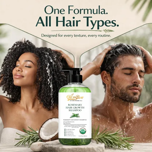 Miniatura 9 de Champú orgánico de romero USDA para el crecimiento del cabello para engrosar y fortalecer para hombres y mujeres con biotina, bloqueador DHT