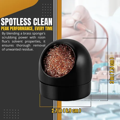 Miniatura 5 de Flexzion Limpiador de soldadura con esponja de alambre de soldadura de lana de latón y negro, en forma de cúpula, carcasa antideslizante