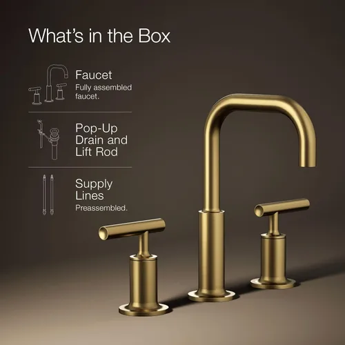 Miniatura 13 de Kohler 14406-4-2MB Purist® Grifo generalizado para lavabo de baño con manijas de palanca, 1.2 gpm, latón cepillado vibrante moderno