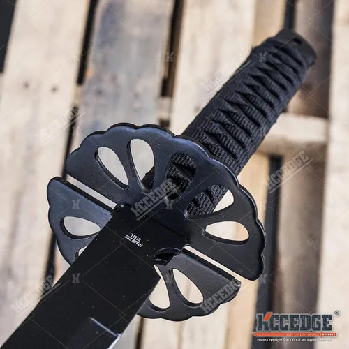 Miniatura 4 de Juego de 2 machetes Tanto Ninja Katana de espada doble de 28 pulgadas con funda de nailon + grabado negro chino en la edición Blade.