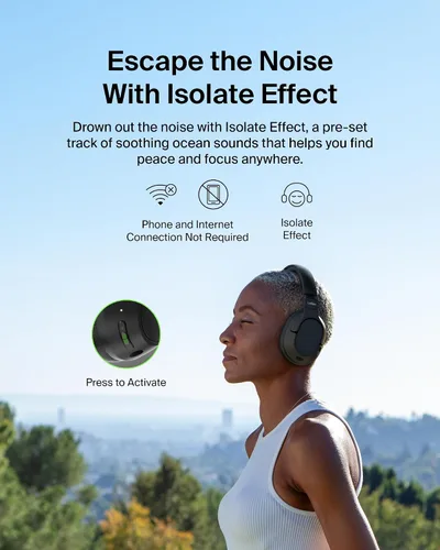 Miniatura 3 de Belkin SoundForm Isolate Bluetooth sobre la oreja - Auriculares híbridos con cancelación de ruido activa - Inalámbricos con 60 horas
