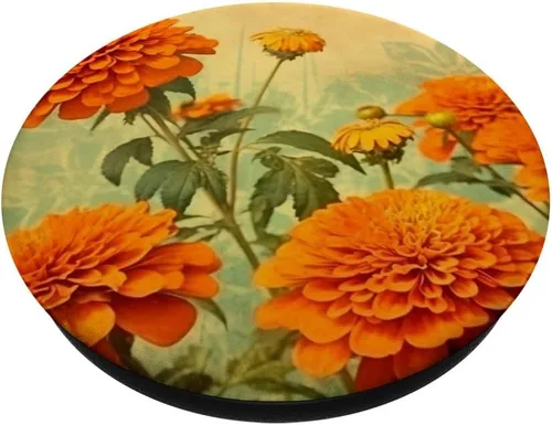Miniatura 2 de Marigold Flower Vintage PopSockets Adhesive PopGrip