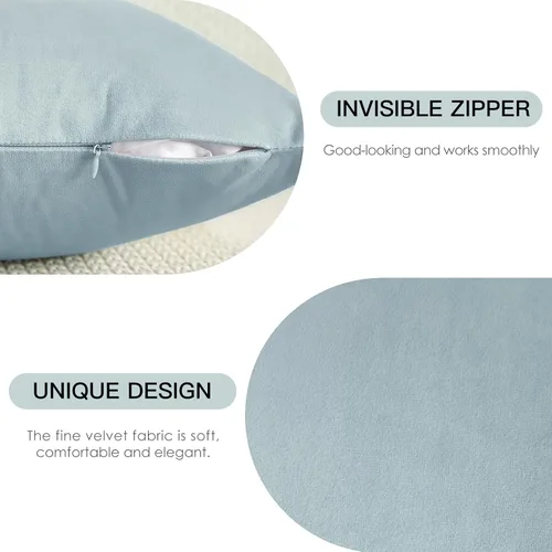 Miniatura 8 de OTOSTAR Paquete de 2 fundas de almohada decorativas de terciopelo suave sólido de 16 x 24 pulgadas, fundas de cojín lumbar, fundas de almohada