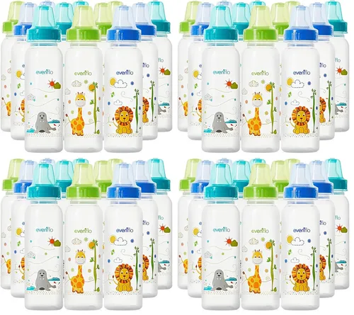 Miniatura 8 de Botellas de polipropileno clásicas con estampados de Evenflo para bebé, niño y recién nacido - Azul/Verde/Cian, 8 onzas (paquete de 12)