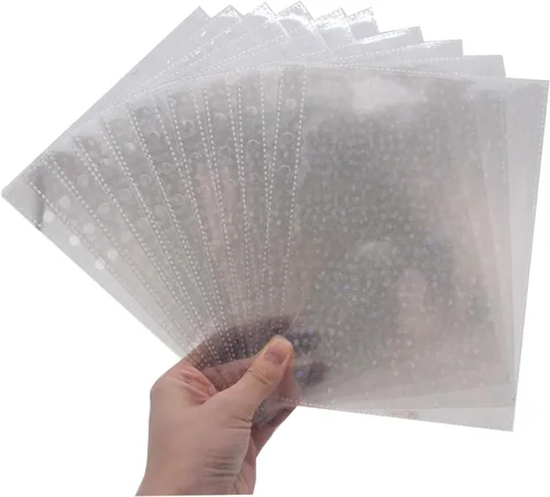 Miniatura 9 de 6 agujeros transparentes de PVC con holograma y bolsillos para archivar hojas sueltas, carpeta de documentos, protector de hojas de página de papel