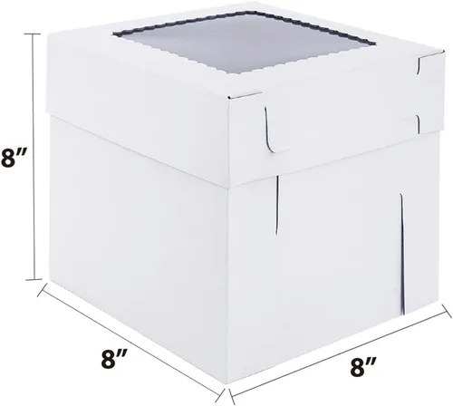 Miniatura 2 de Cajas altas para tartas para pasteles escalonados, 8x8x8 pulgadas [12 unidades] Caja de pastel gruesa y resistente con ventana, portador de pastel