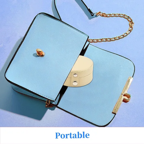 Miniatura 7 de FYTSDIK Organizador de joyas, estuche de joyería de viaje, caja de joyería pequeña, accesorios esenciales de viaje para mujeres, collar de anillos