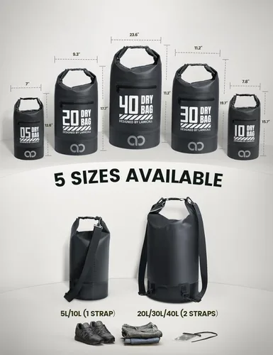 Miniatura 2 de Lamicall Bolso Seco, Bolso Impermeable - [Duradero y Flotante] 5L/10L/20L/30L/40L Bolso Seco con Tapa Enrollable con Funda Resistente al Agua