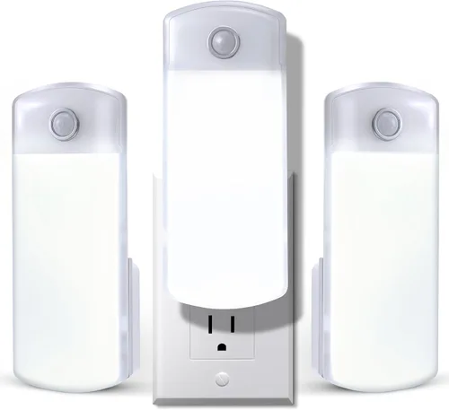 Miniatura 8 de Paquete de 2 luces LED de fallo de alimentación, 4 en 1 linternas recargables enchufables con detección de movimiento, luces LED de emergencia