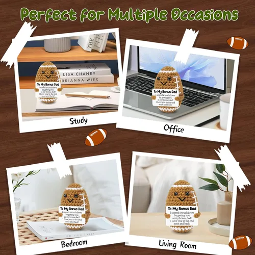 Miniatura 8 de Regalos de cumpleaños para el día del padre de hija, hijo, esposa, regalos positivos hechos a mano a ganchillo para padrastro, divertido y lindo