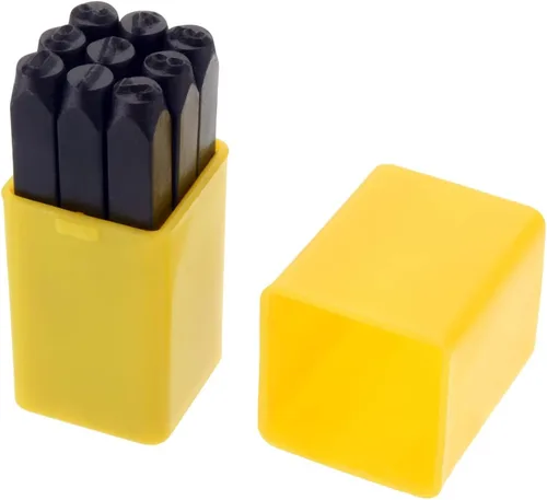 Miniatura 10 de Utoolmart Juego de sellos de metal con números, 0.31 pulgadas, 0.31 pulgadas, digital de 0 a 9, herramientas de punzón de acero y cuero de madera